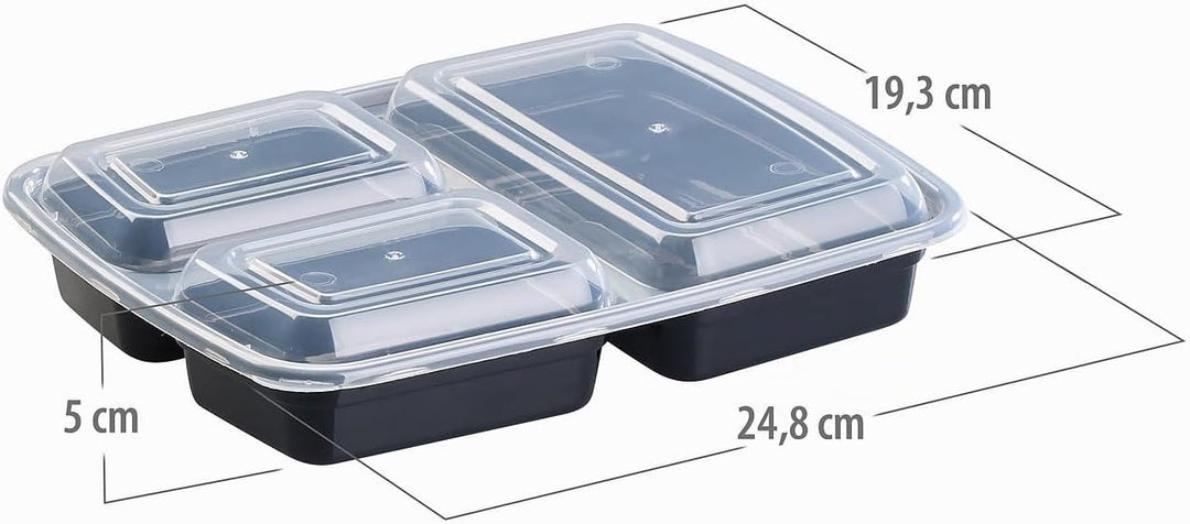 Rosenstein &amp; Söhne Menueschalen: 21er-Set Lebensmittel-Boxen mit je 3 Trennfächern und Deckeln, 850