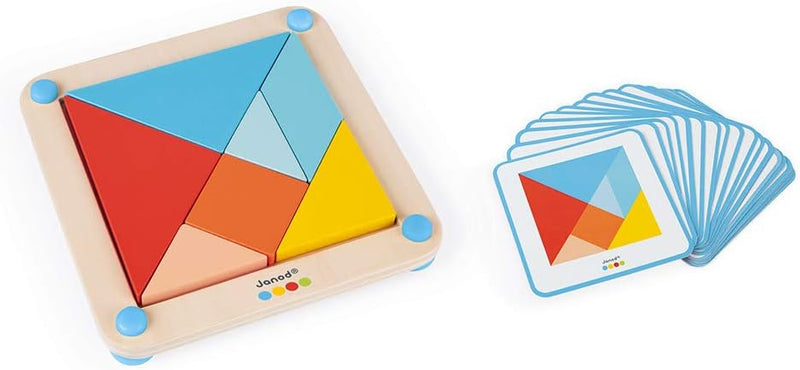 Janod - Essentiel - Das Tangram - Lernspiel aus Holz Babys und Kleinkinder - Farbe auf Wasserbasis -