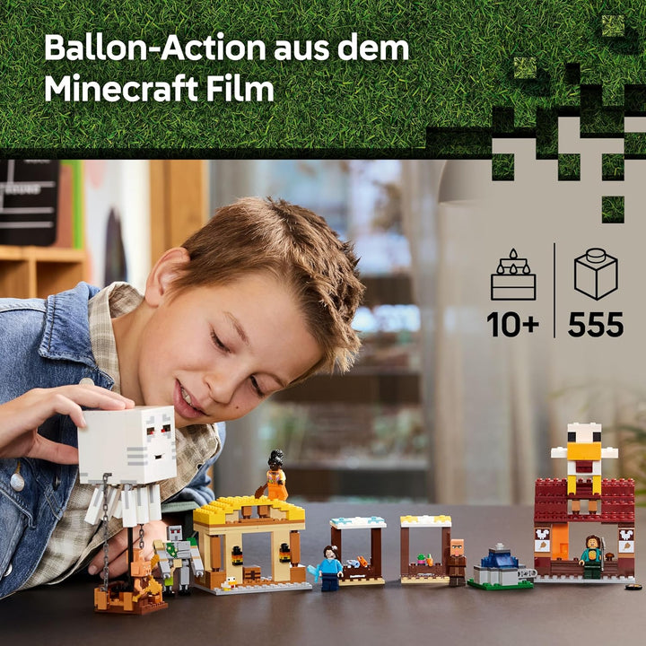 LEGO Minecraft Angriff des Ghast-Ballons - Gaming Spielzeug - Steves Haus, 4 Minifiguren - Iron Gole