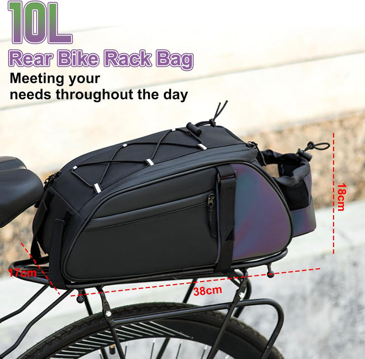 Fahrradtasche für Gepäckträger 10L Satteltaschen für Fahrrad Gepäckträgertasche Wasserdicht Reflekti