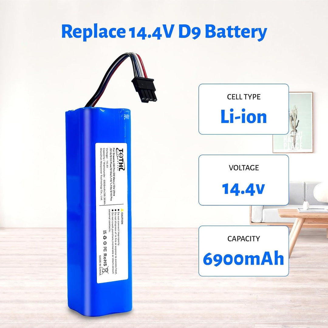 Ersatzakku kompatibel mit Dreame D9 Pro, D9 Max, L10s Ultra, D10, D10 Plus, D10s, L10, Xiaomi Mi S5,