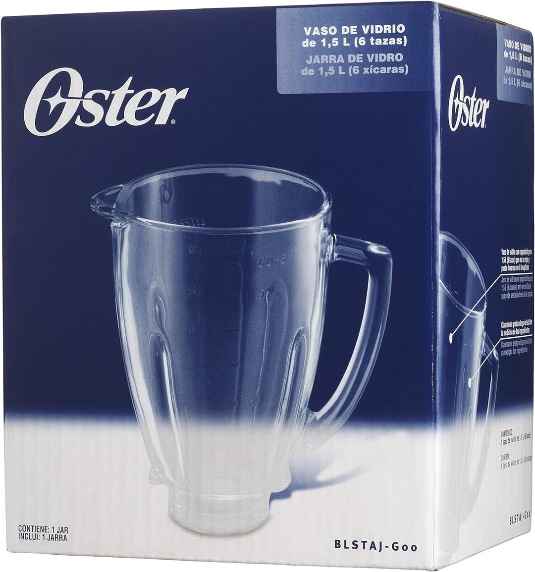Oster BLSTAJ-G00-050 Mixkrug für Standmixer, 6 Tassen, 1,5 l Glaskrug, Glaskrug