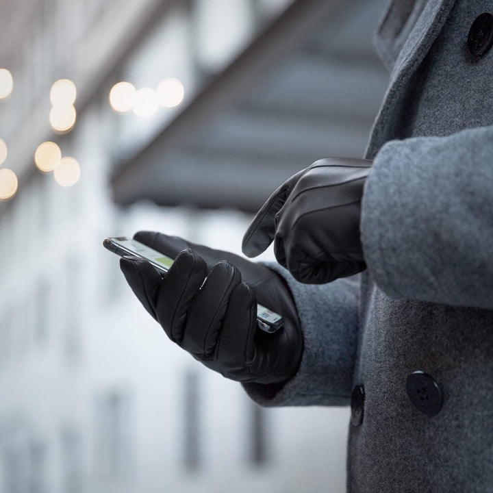 Downholme Touchscreen-Lederhandschuhe mit Innenfutter aus Kaschmir für Herren XS Schwarz, XS Schwarz