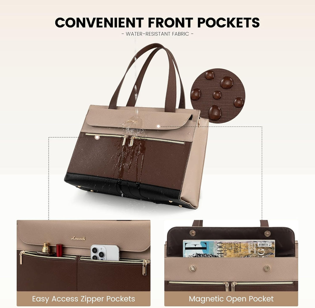 LOVEVOOK Laptop Handtasche Damen 15,6 Zoll, PU Leder 2 in 1 Crossbody Tote Bag Handbag, Gross Busine