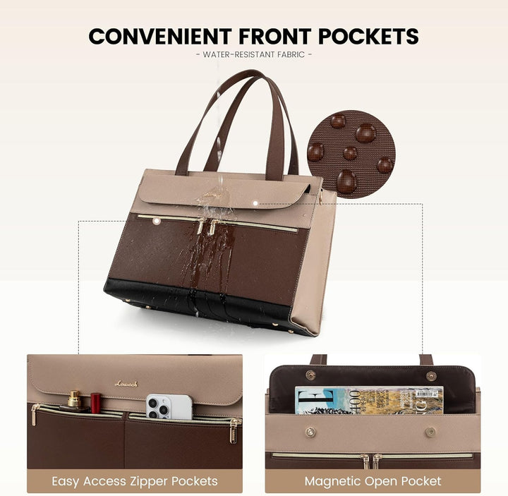 LOVEVOOK Laptop Handtasche Damen 15,6 Zoll, PU Leder 2 in 1 Crossbody Tote Bag Handbag, Gross Busine