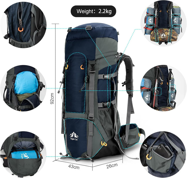 Night Cat Wanderrucksack 70L 90L Rucksack Trekkingrucksack Reiserucksack Herren Damen Atmungsaktiv f
