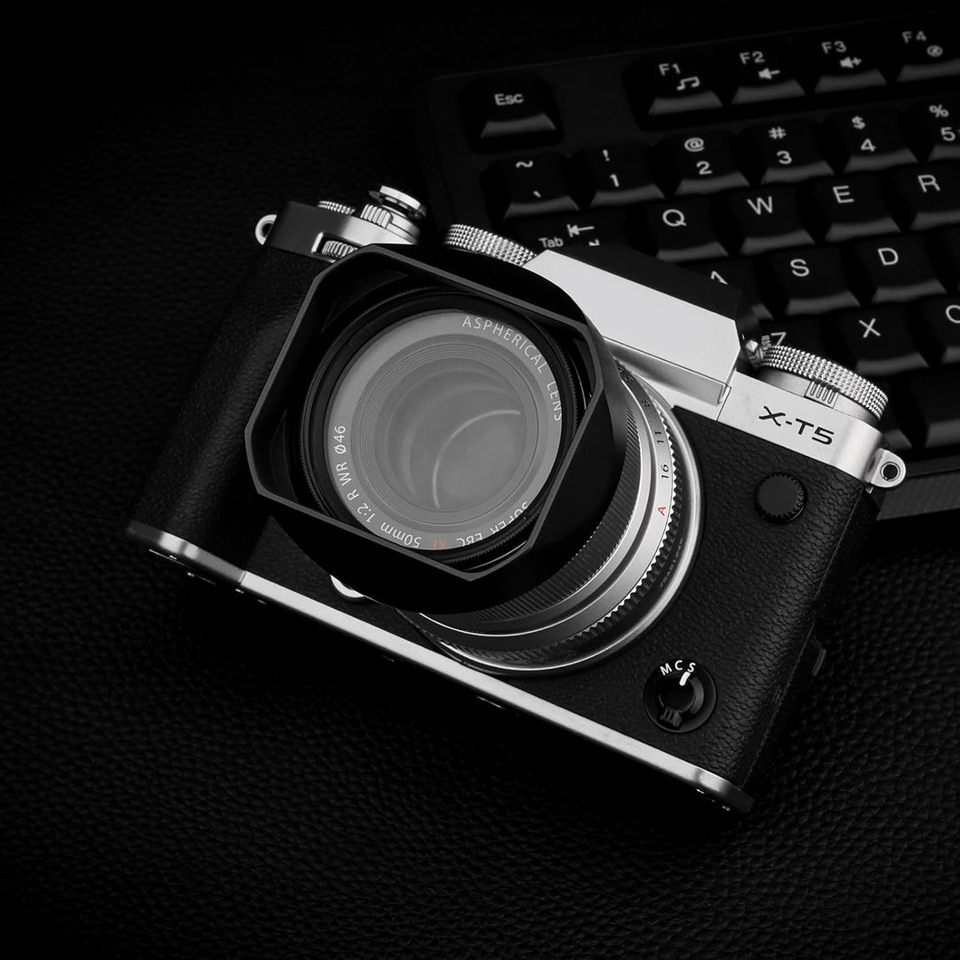 Haoge LH-X50N Bajonett-Gegenlichtblende aus Metall, quadratisch, für Fujifilm xf50 mm f2 Fuji Fujino