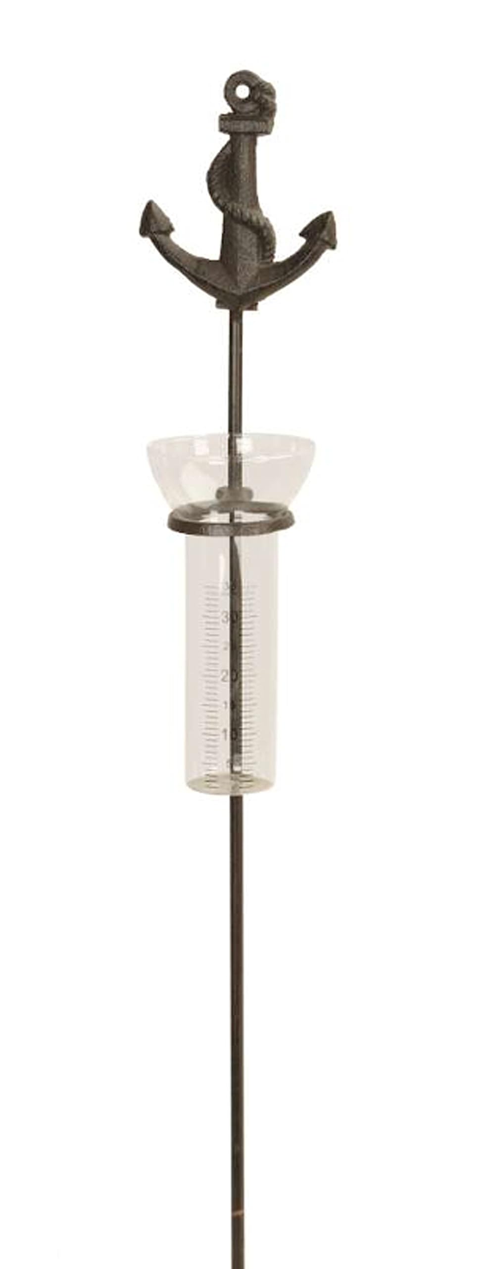 itsisa Regenmesser Gartenstecker Anker H:84 cm aus Gusseisen - Deko Niederschlagsmesser maritim, Sch
