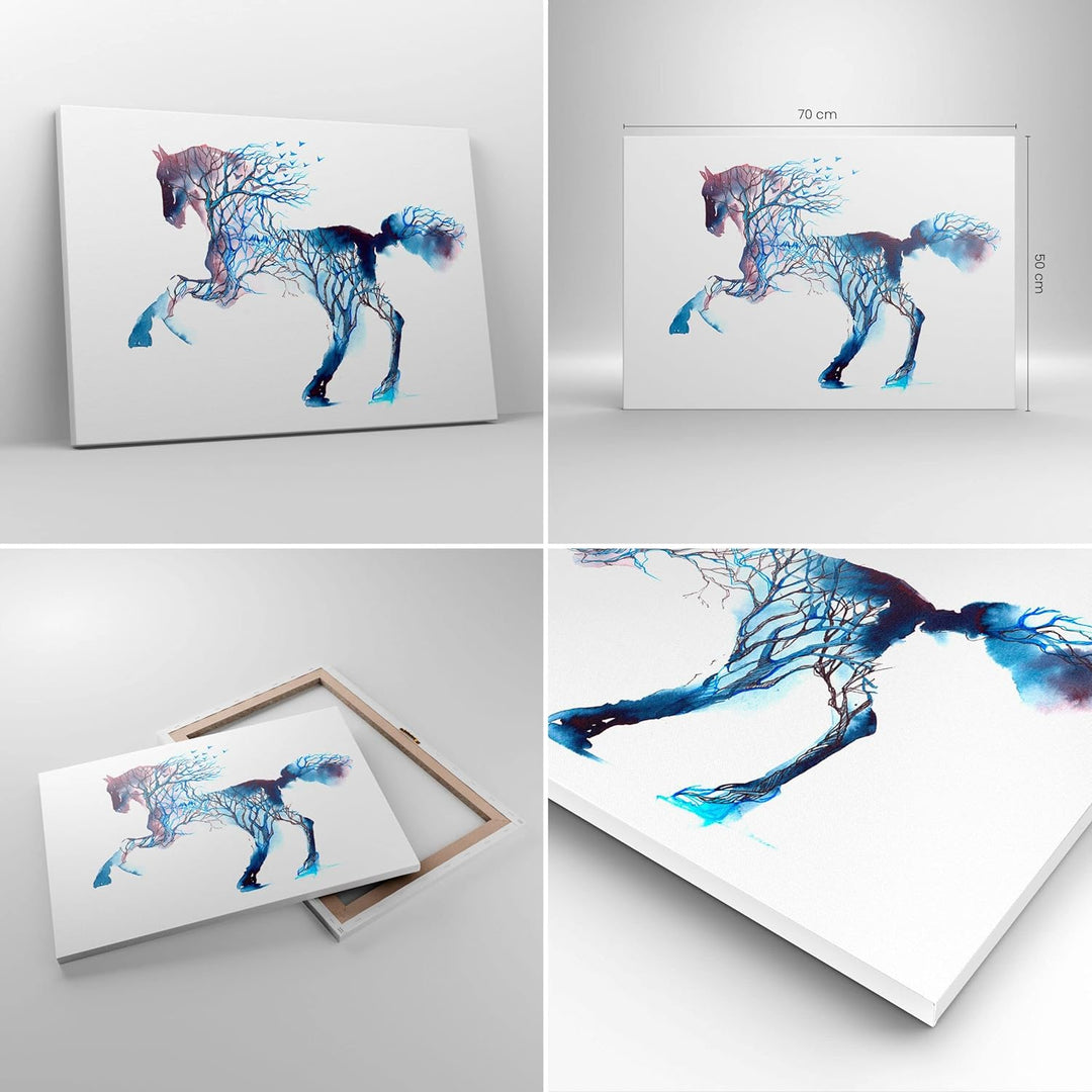 Bilder auf Leinwand natur malen schön Hengst Leinwandbild 70x50cm Wandbilder Dekoration Wohnzimmer S