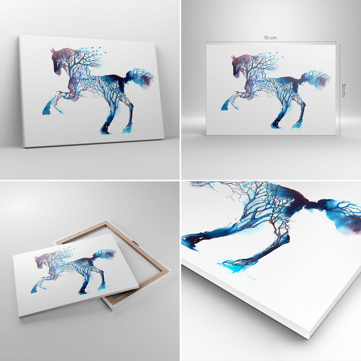 Bilder auf Leinwand natur malen schön Hengst Leinwandbild 70x50cm Wandbilder Dekoration Wohnzimmer S