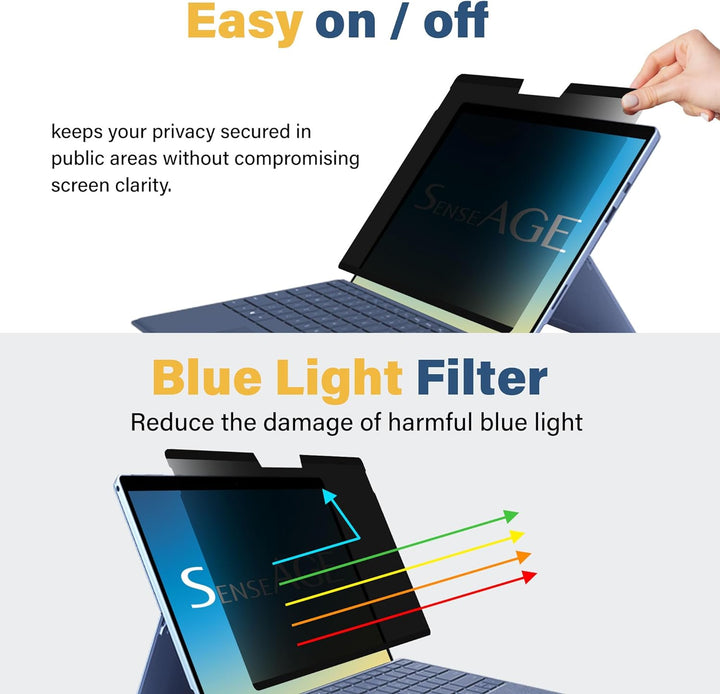 SenseAGE Magnetischer Blickschutzfilter für Microsoft Surface Pro X/9/8 (13 Zoll), Entfernbare, Anti