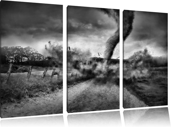 Pixxprint Tornado als Leinwandbild/Grösse: 3 Teilig (120x80 cm) cm/Wandbild/Kunstdruck/fertig bespan