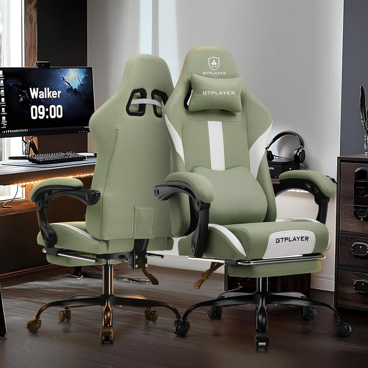GTPLAYER Gaming Stuhl, Gamer Stuhl, Atmungsaktiver Bürostuhl aus Hochwertigem Stoff, Ergonomischer P
