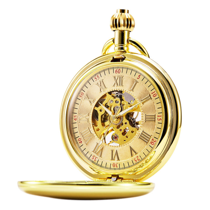TREEWETO Men's Pocket Watches Smooth Golden/Silver Antique Mechanical Pocket Watch for Men Women wit