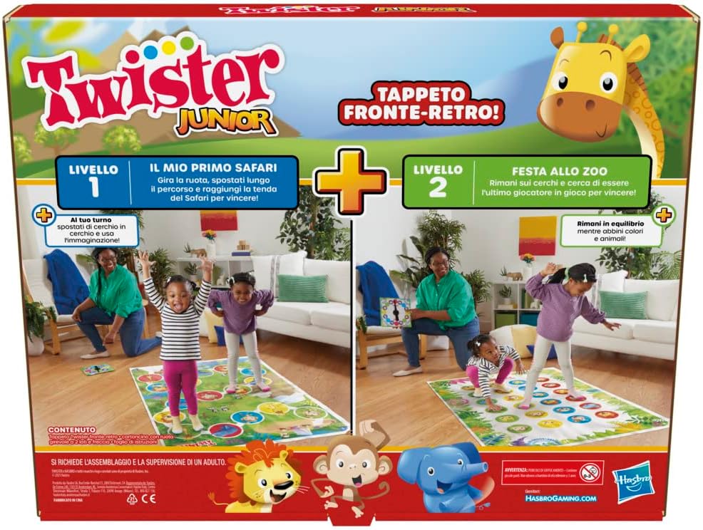 Twister Junior Hasbro Gaming Spielmatte Doppelseitige Spielmatte 2 in 1 Partyspiel für Jungen und Mä