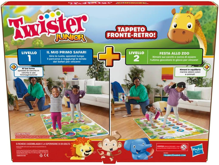 Twister Junior Hasbro Gaming Spielmatte Doppelseitige Spielmatte 2 in 1 Partyspiel für Jungen und Mä