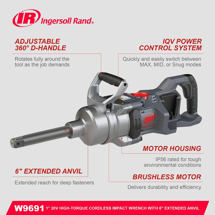 Ingersoll Rand W9691-1" 20V Schlagschrauber für schwere Arbeiten, Schwerlast Schlagschrauber mit lan