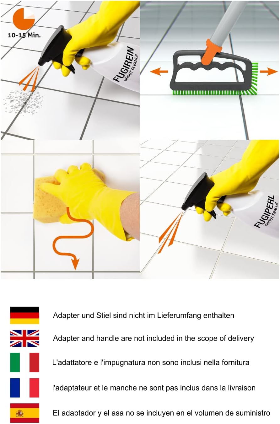 FUGINATOR® Fugenbürsten-Bundle 2 Bürsten in grau/grün - Reinigungsbürste zur Fugenreinigung in Bad,