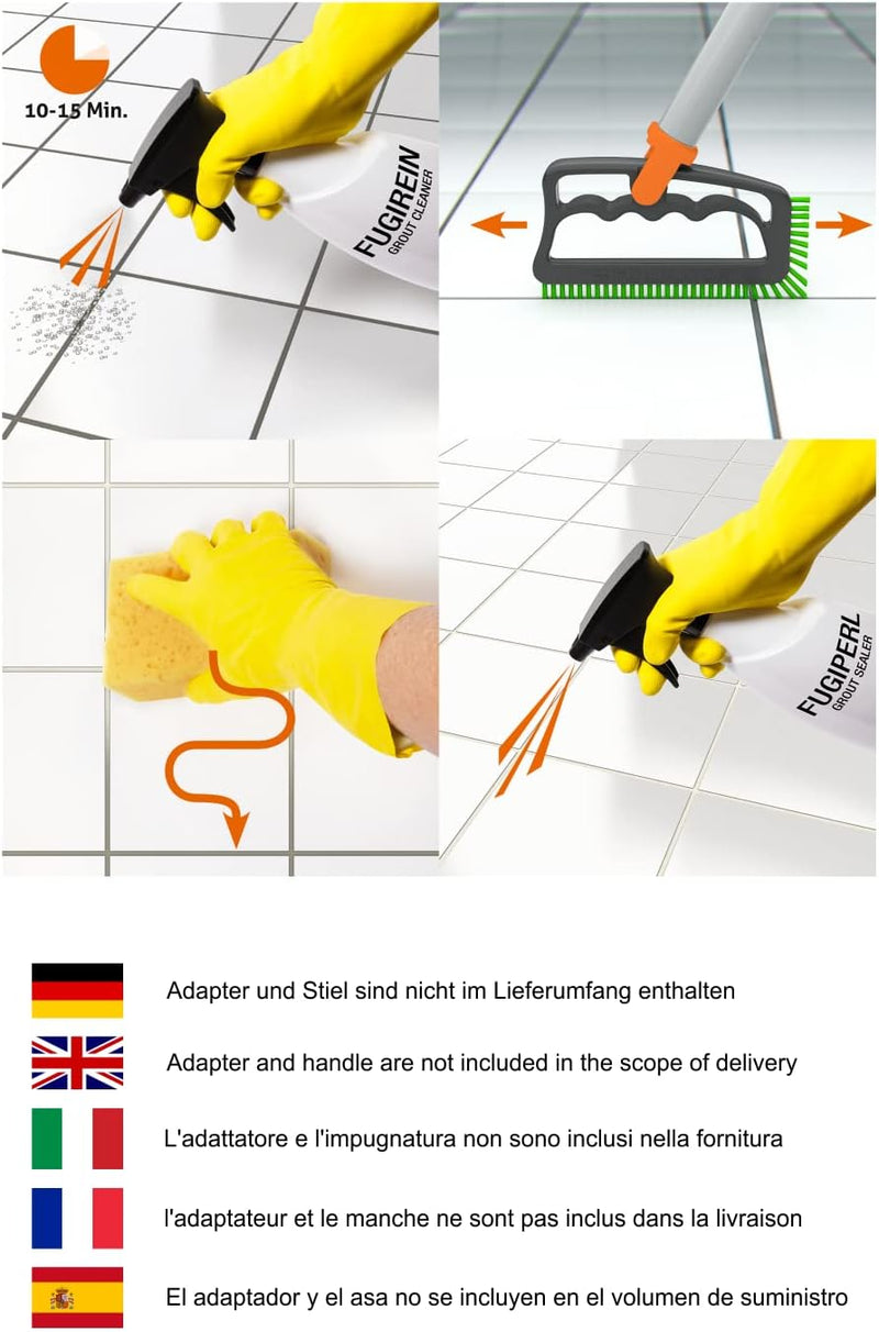 FUGINATOR® Fugenbürsten-Bundle 2 Bürsten in grau/grün - Reinigungsbürste zur Fugenreinigung in Bad,