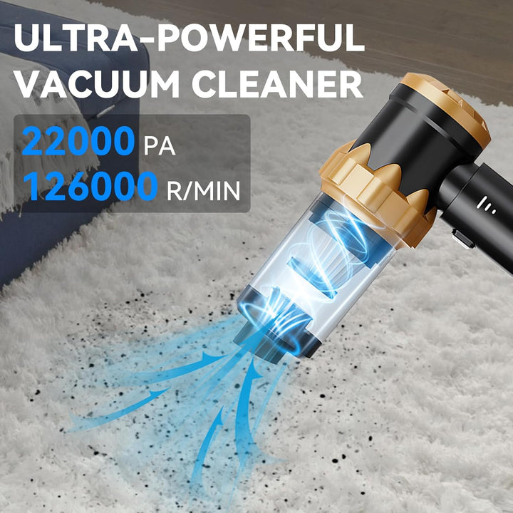 Handstaubsauger, 22000Pa Handstaubsauger Akku, Autostaubsauger mit Bürstenloser Motor, Auto Kabellos