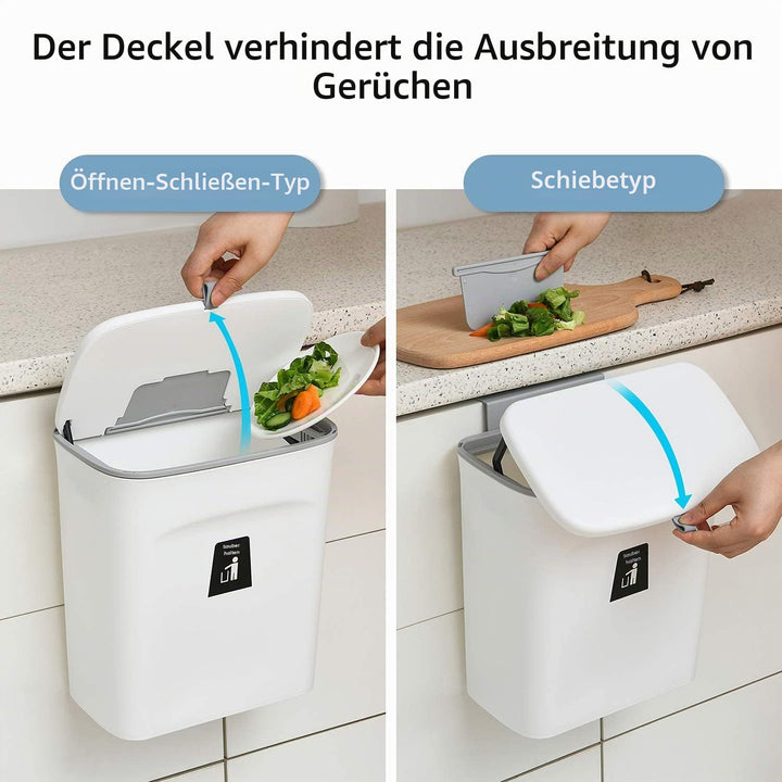 OHMG Kompostbehälter für die Küche, 9l Mülleimer, unter der Arbeitsplatte oder Spüle, kleiner Müllei