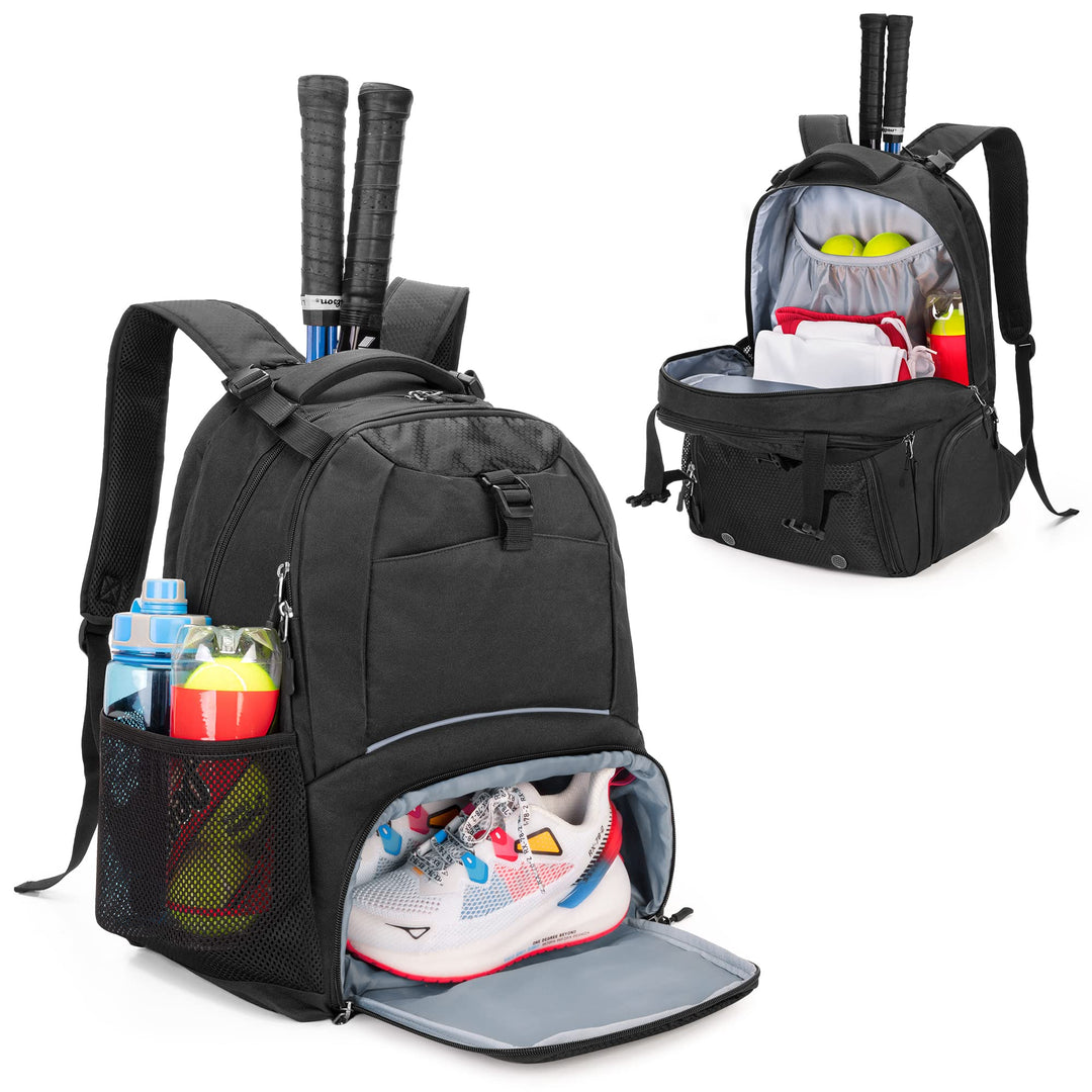 DSLEAF Tennisrucksack für 2 Schläger, Tennistasche mit separatem belüftetem Schuhraum für Tennis-/Pi