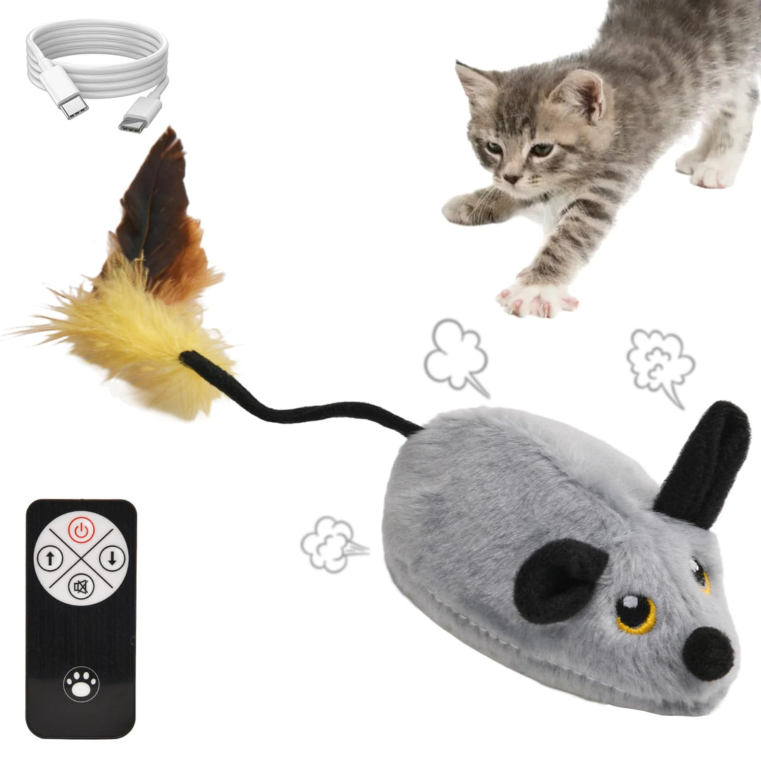 Elektrische Spielmaus für Katzen, Fernbedienung Maus Katzenspielzeug, Interaktives Katzenspielzeug m
