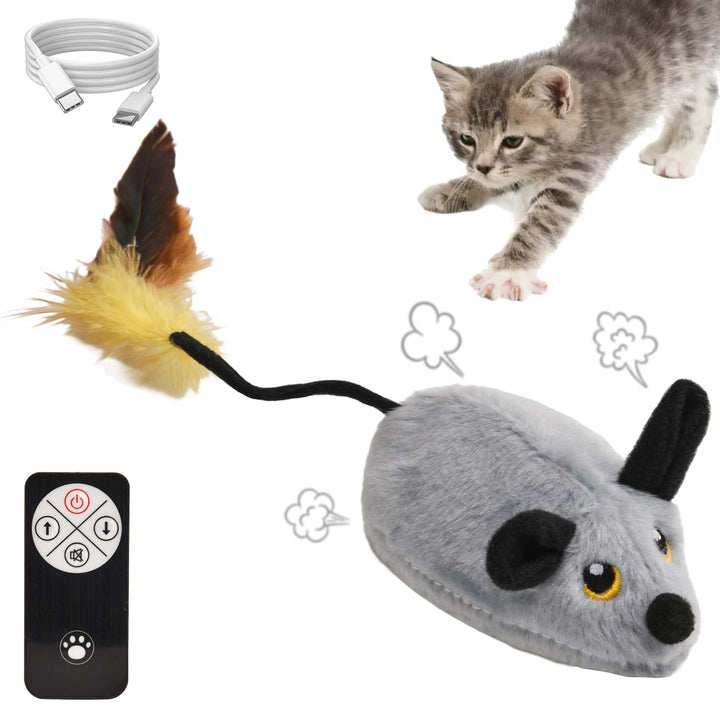 Elektrische Spielmaus für Katzen, Fernbedienung Maus Katzenspielzeug, Interaktives Katzenspielzeug m