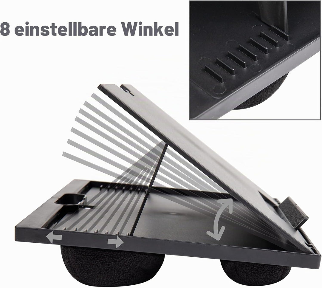 Mind Reader LTADJUST-BLK Verstellbarer tragbarer Schreibtisch mit 8 Positionen und eingebauten Kisse