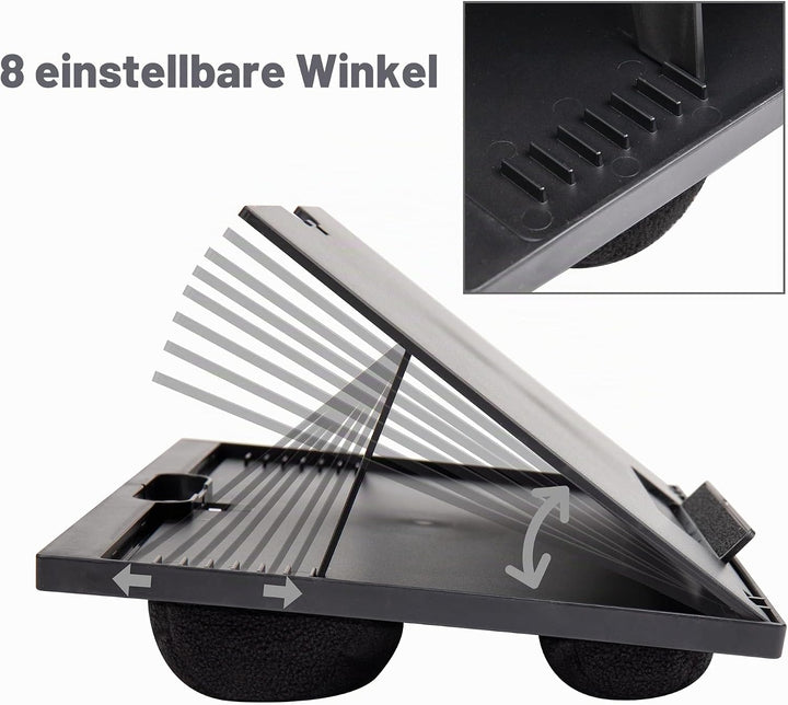 Mind Reader LTADJUST-BLK Verstellbarer tragbarer Schreibtisch mit 8 Positionen und eingebauten Kisse