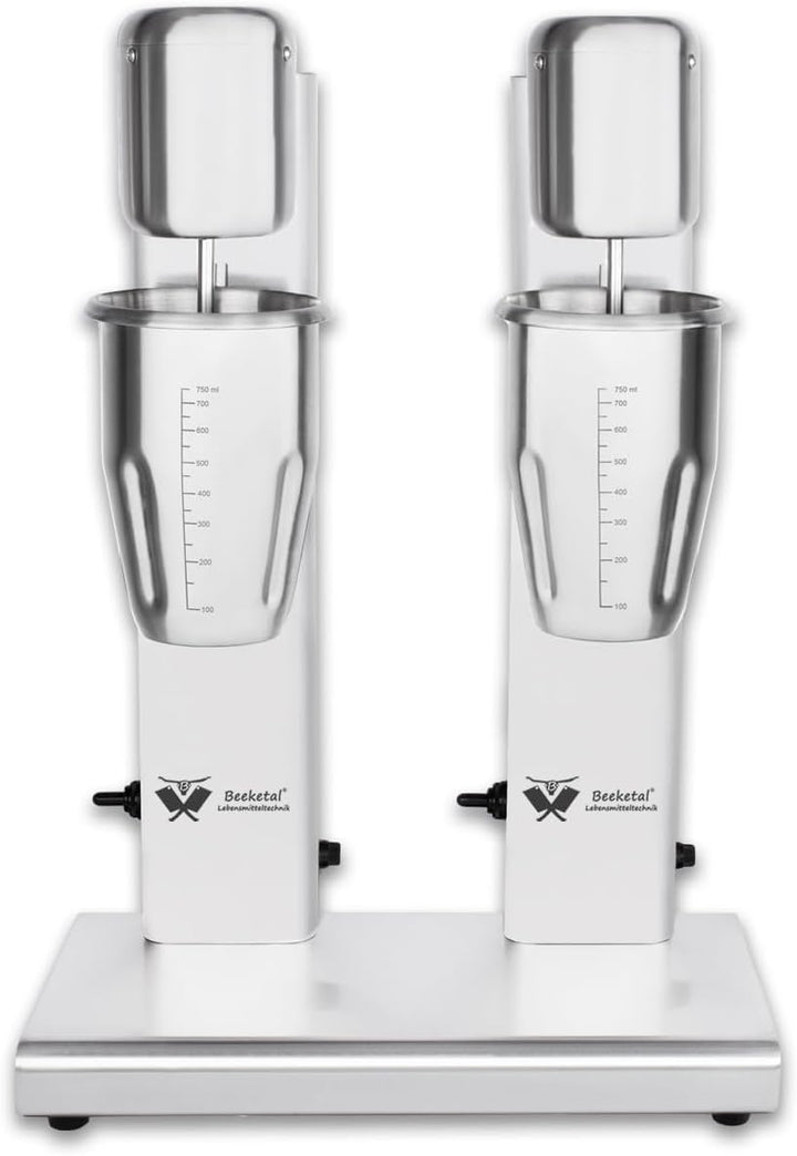 Beeketal 'BMS-2' Profi Gastro Doppel Milchshaker Mixer aus Edelstahl mit 2 Geschwindigkeitsstufen in
