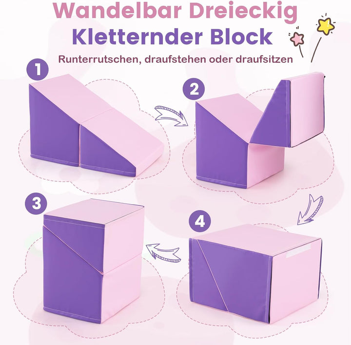 COSTWAY 7 TLG. Schaumstoffbausteine, Softbausteine mit Tunne, Treppe & Rampe, EN71-zertifiziert, Rie
