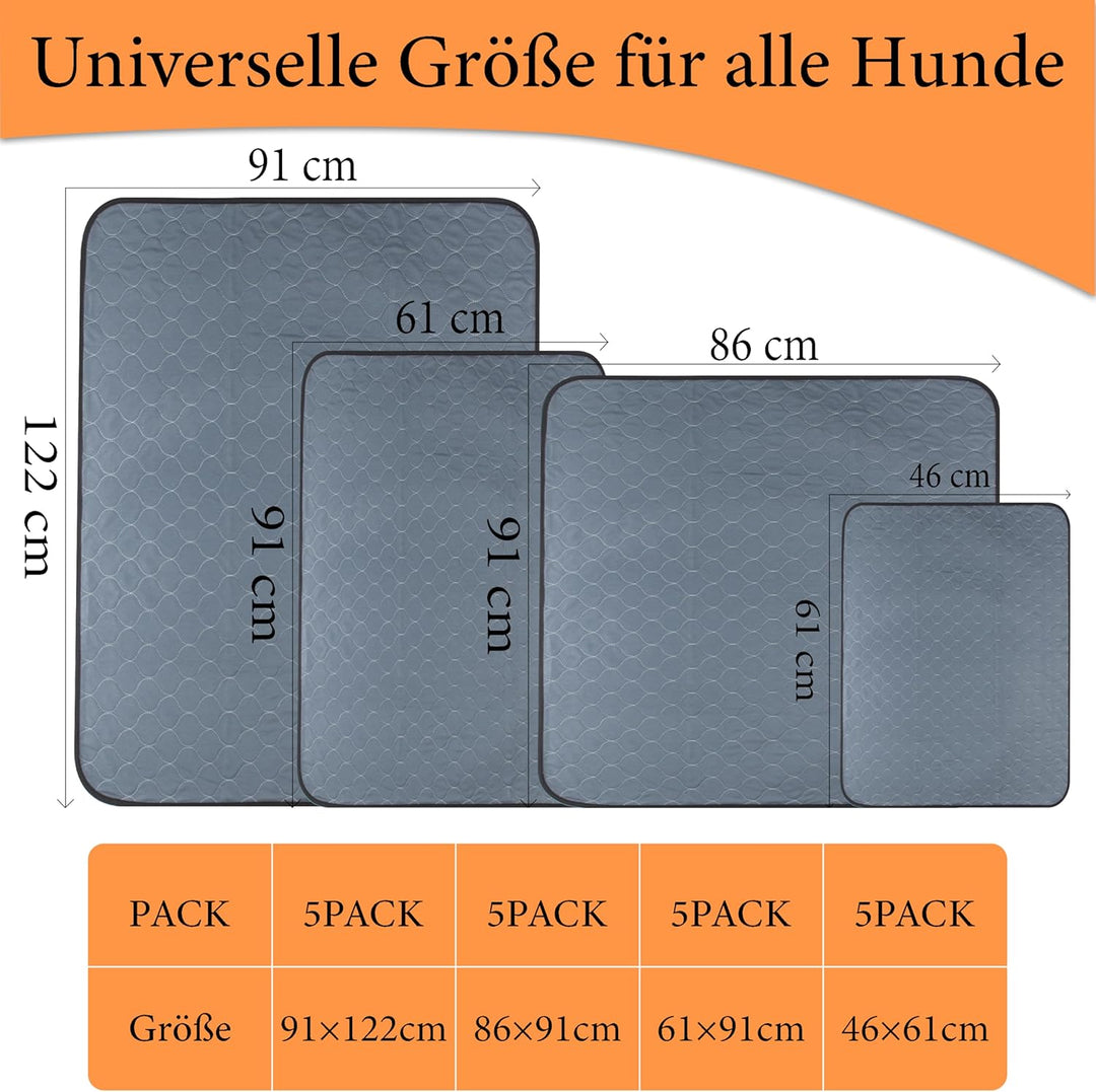 Bunlitent Wiederverwendbare Hundematten 5er Set (91x122 cm) – Waschbare Haustier-Urinunterlage Schne