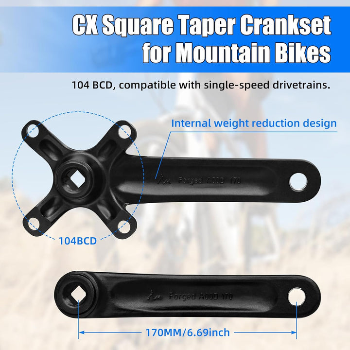 ZTZ Mountainbike 170 mm Kurbelgarnitur mit 104 BCD 32/34/36/38T Kettenblatt, Aluminiumlegierung MTB