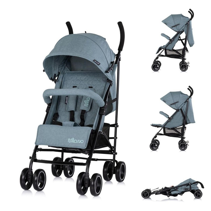 Chipolino Kinderwagen Milano Buggy bis 22 kg, Rückenlehne verstellbar, faltbar grau/grün, grau/grün