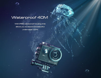 GOOKAM Action Cam 4K 20MP 40M Unterwasserkamera Wasserdicht WiFi Actionkamera mit 2.4G Fernbedienung