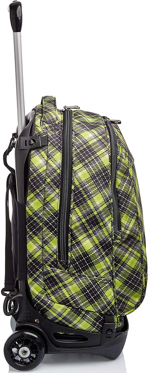 TROLLEY NEW TECH INVICTA TARTAN Rucksack mit Trolleyfunktion, 3 in 1, Schulranzen mit Rollen, Abnehm