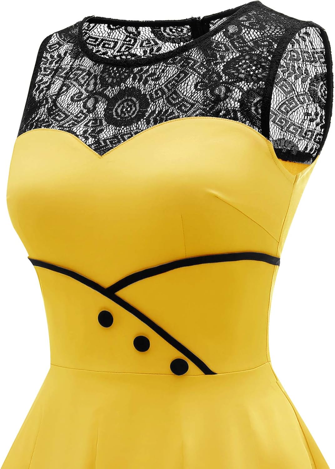 Bbonlinedress Damen Cocktailkleid Rockabilly Spitzenkleid 50er Retro Vintage Faltenrock Elegant Ärme