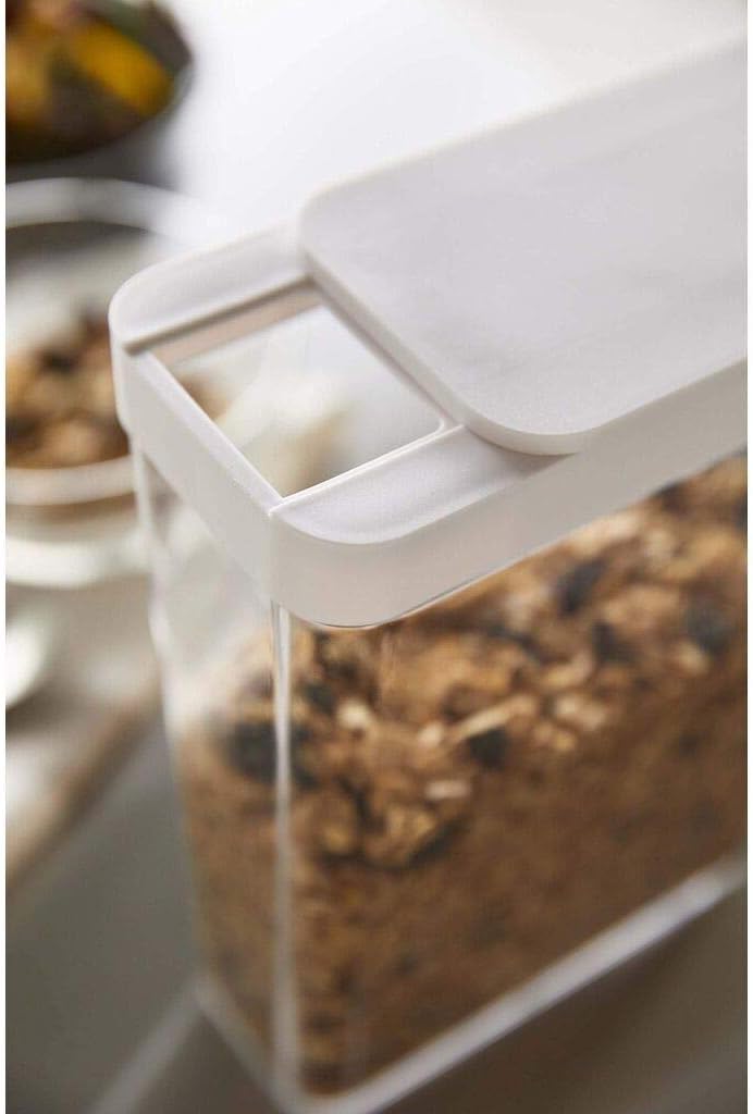 Yamazaki 4952 TOWER Vorratsbox, weiss, POLYSTYRENE/Polyethylen, minimalistisch, 18.7 x 8.5 x 24.5 cm