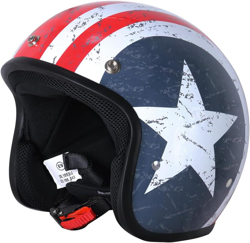Zorax ZOR-604 USA XL (61-62cm) Offenes Gesicht Motorradhelm Jethelm Damen und Herren Rollerhelm ECE