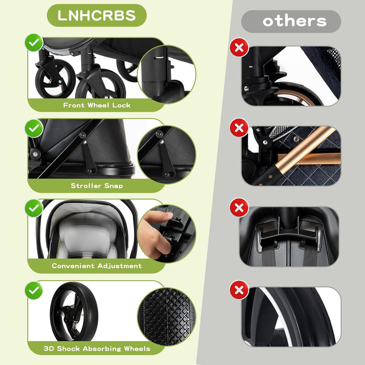Kinderwagen 3 in 1, Stroller Set ist ein mit einer Hand faltbarer Aluminiumrahmen, Bergsteiger Kinde