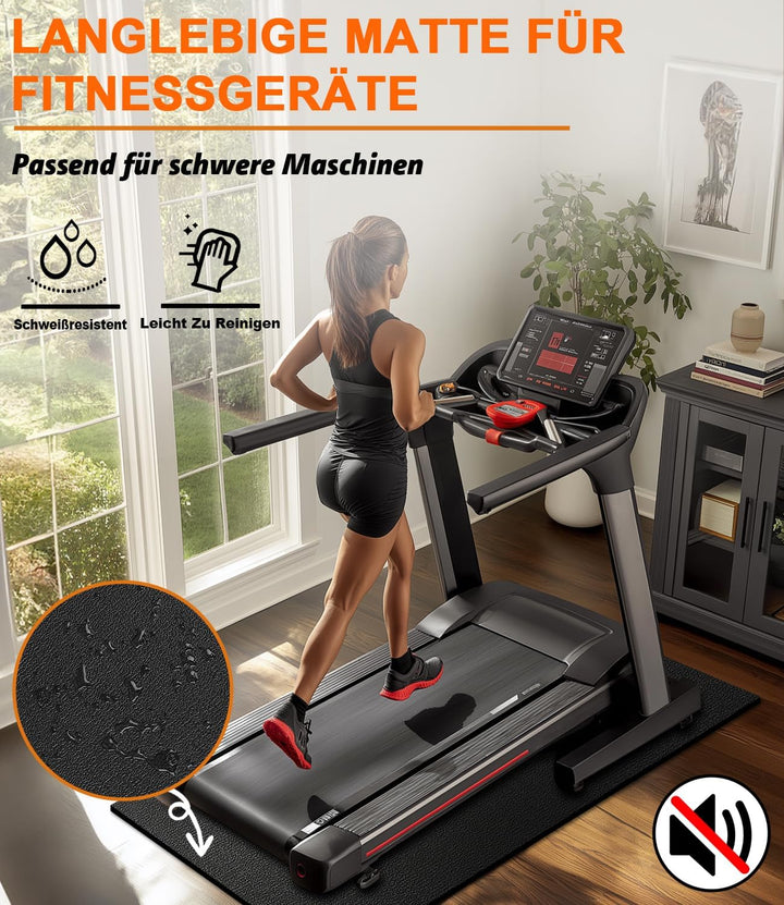 Bodenschutzmatte Fitness 244 x 91cm x 6 mm Dicke, Laufband Rutschfest Schalldämmend Sportmatte boden