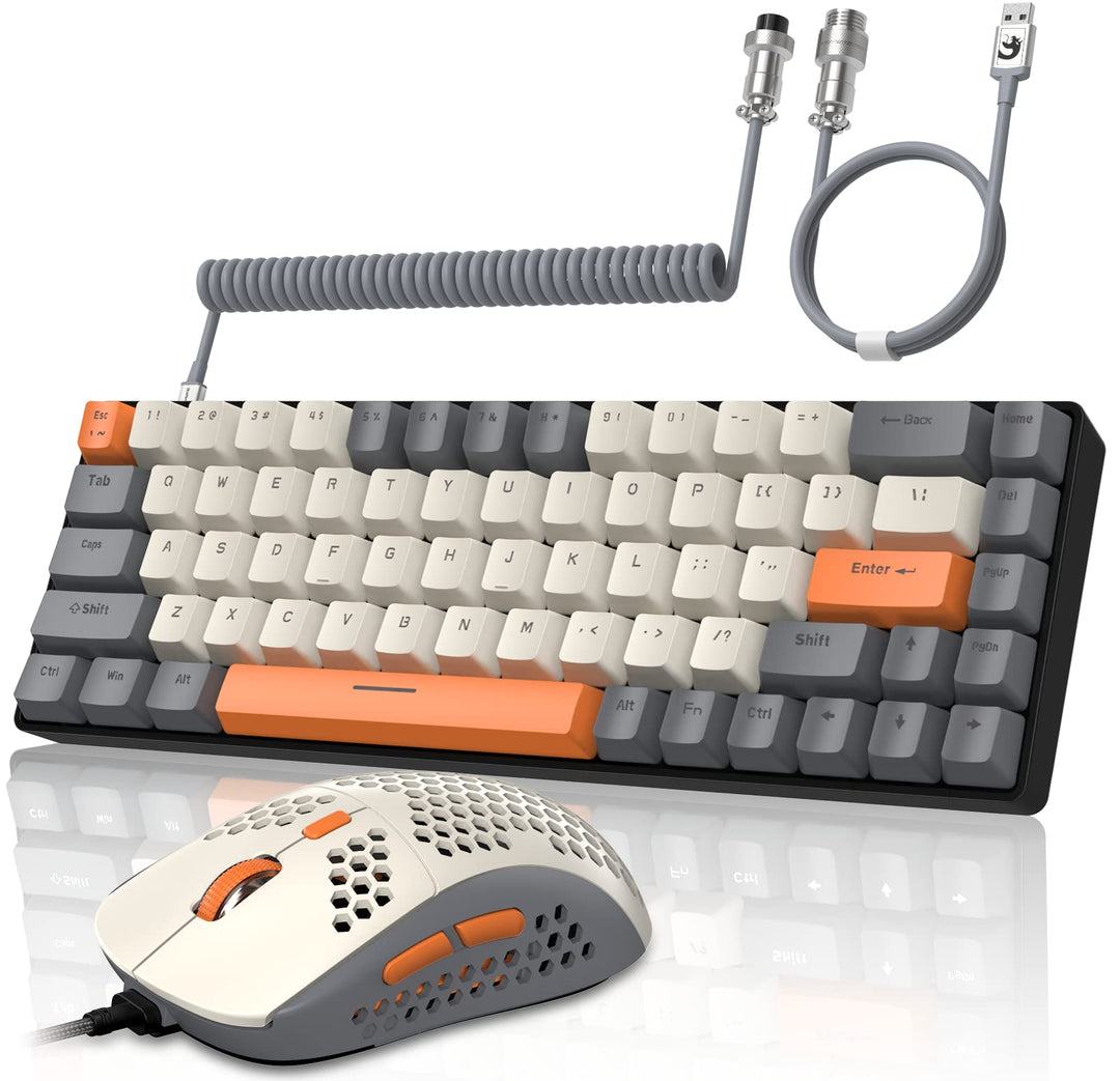 YINDIAO T8 60% RGB Gaming Tastatur und Maus Set + Gewendeltes USB-C Kabel,Kabelgebundene Mechanische