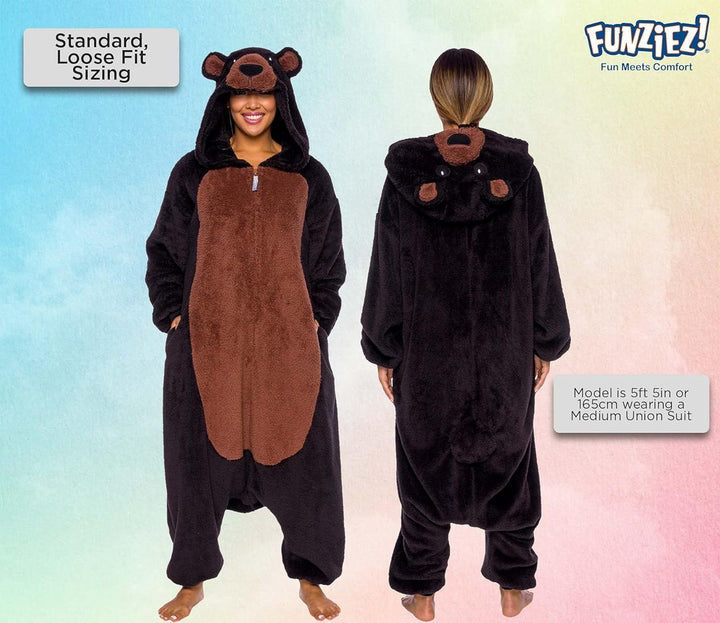 Funziez! Sherpa Bear Erwachsene Onesie Tier Halloween Kostüm Plüsch Teddy Einteiler Cosplay Anzug fü
