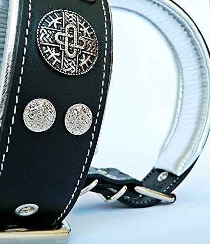Bestia™ "Hektor Echtleder Hundehalsband für grosse Hunde. 100% Leder. Weich gepolstert. 6,3 cm breit