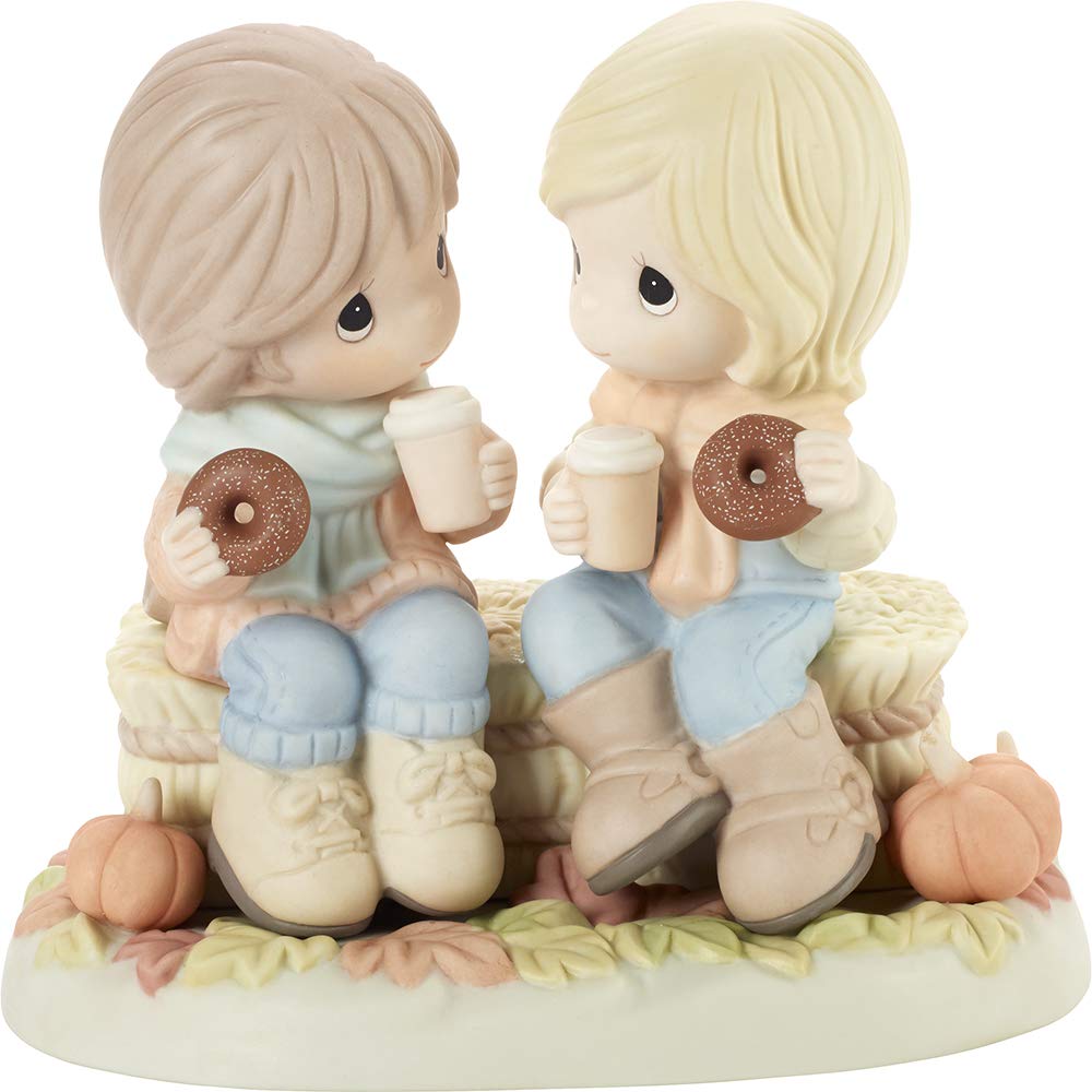 Precious Moments Girls Drinking Coffee with Donuts Autumn Figurine Figur, Mehrfarbig