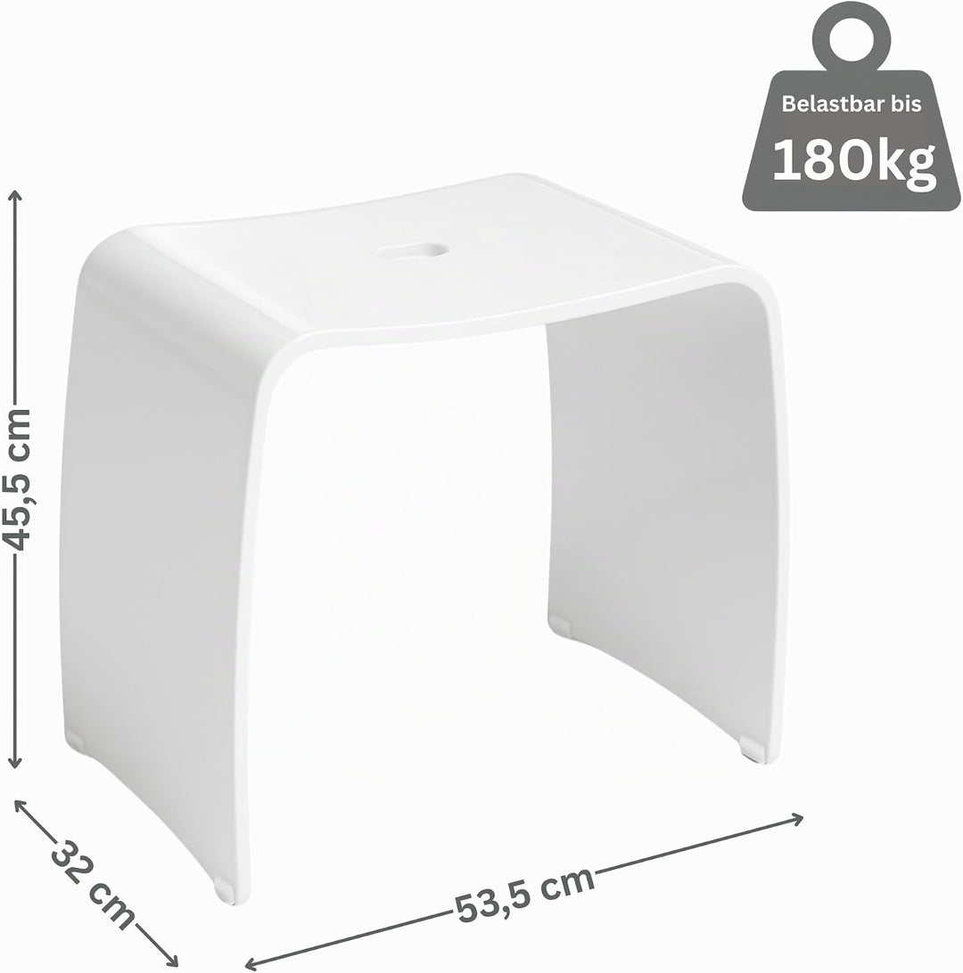 Libaro Badhocker Meran XL – weisser Acrylhocker mit extra grosser Sitzfläche – moderner Duschhocker