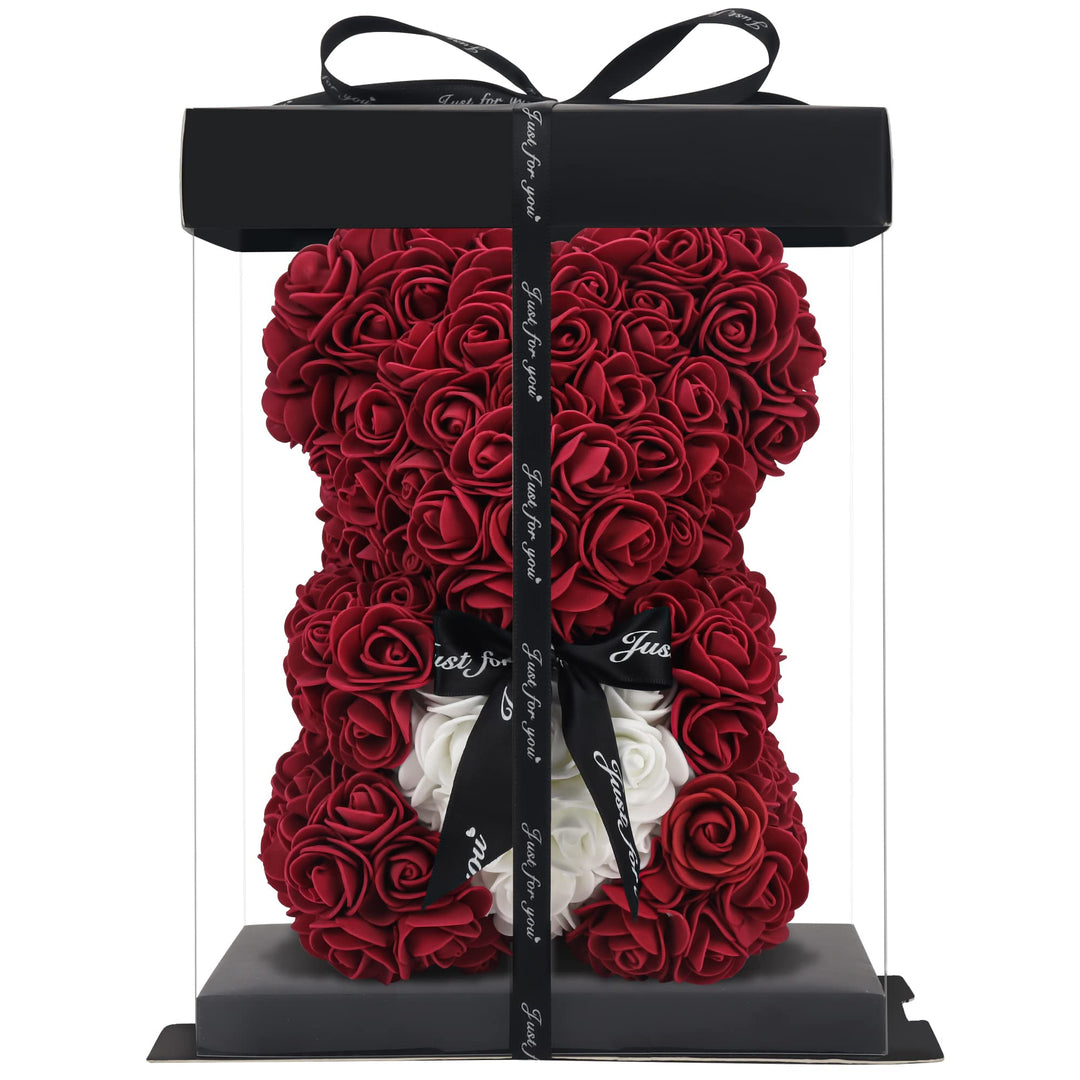 ROSEBEWU Hugz Rose Teddybär, 25,4 cm, über 250 Dutzend künstliche Blumen, einzigartige Geschenke, Ge