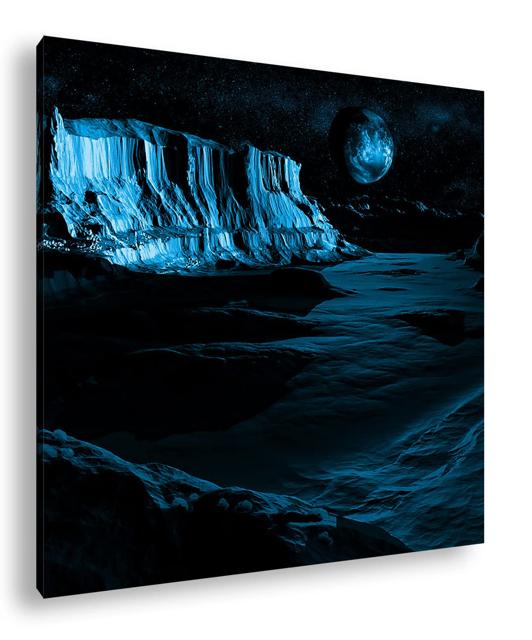 deyoli Aussicht auf Planet Erde vom Mond Format: 40x40 Effekt: Monocrome Blau als Leinwandbild, Moti