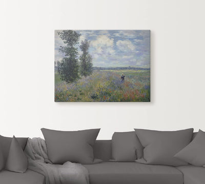 ARTland Leinwandbilder Wandbild Bild auf Leinwand 80x60 cm Wanddeko Landschaften Bäume Wiese Blumen